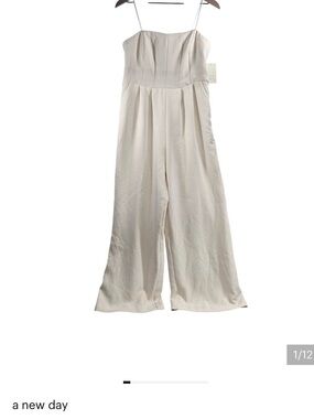 A New Day Womens Cream Sleeveless Wide Leg Jumpsuit Size M NWT 018 03 4952